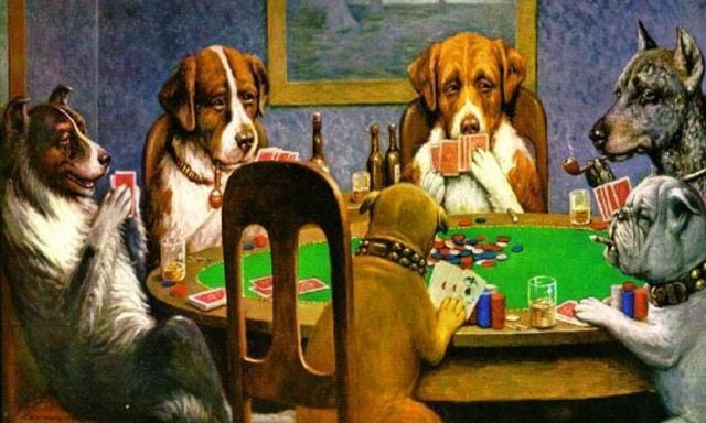"Perros jugando al poker" y otros cuadros sobre el juego - -